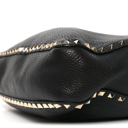 Valentino Garavani Pebbled Calfskin Large Rockstud Flip-Lock Messenger Bag Black 8 of 11
