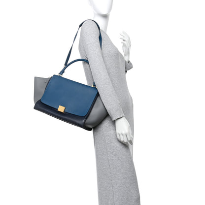 Celine Smooth Calfskin Medium Trapeze Metallic Blue 2 of 9