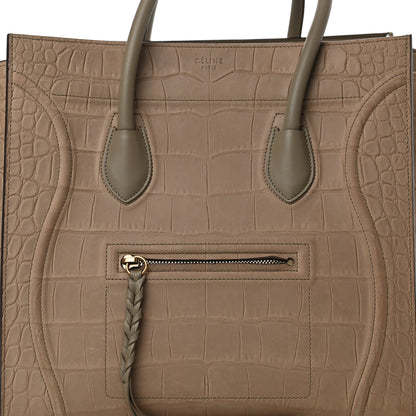 Celine Crocodile Embossed Nubuck Medium Phantom Luggage Beige 10 of 17