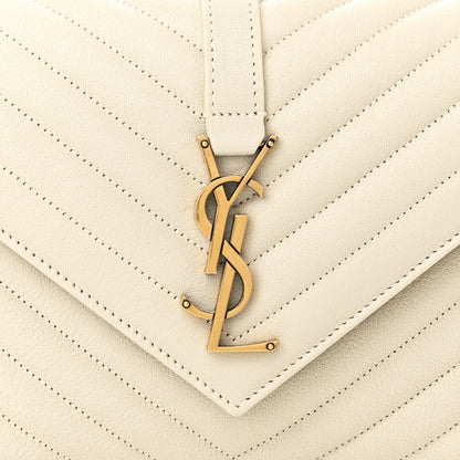 Saint Laurent Sheepskin Matelasse Chevron Monogram Medium College Bag Crema Soft 8 of 11