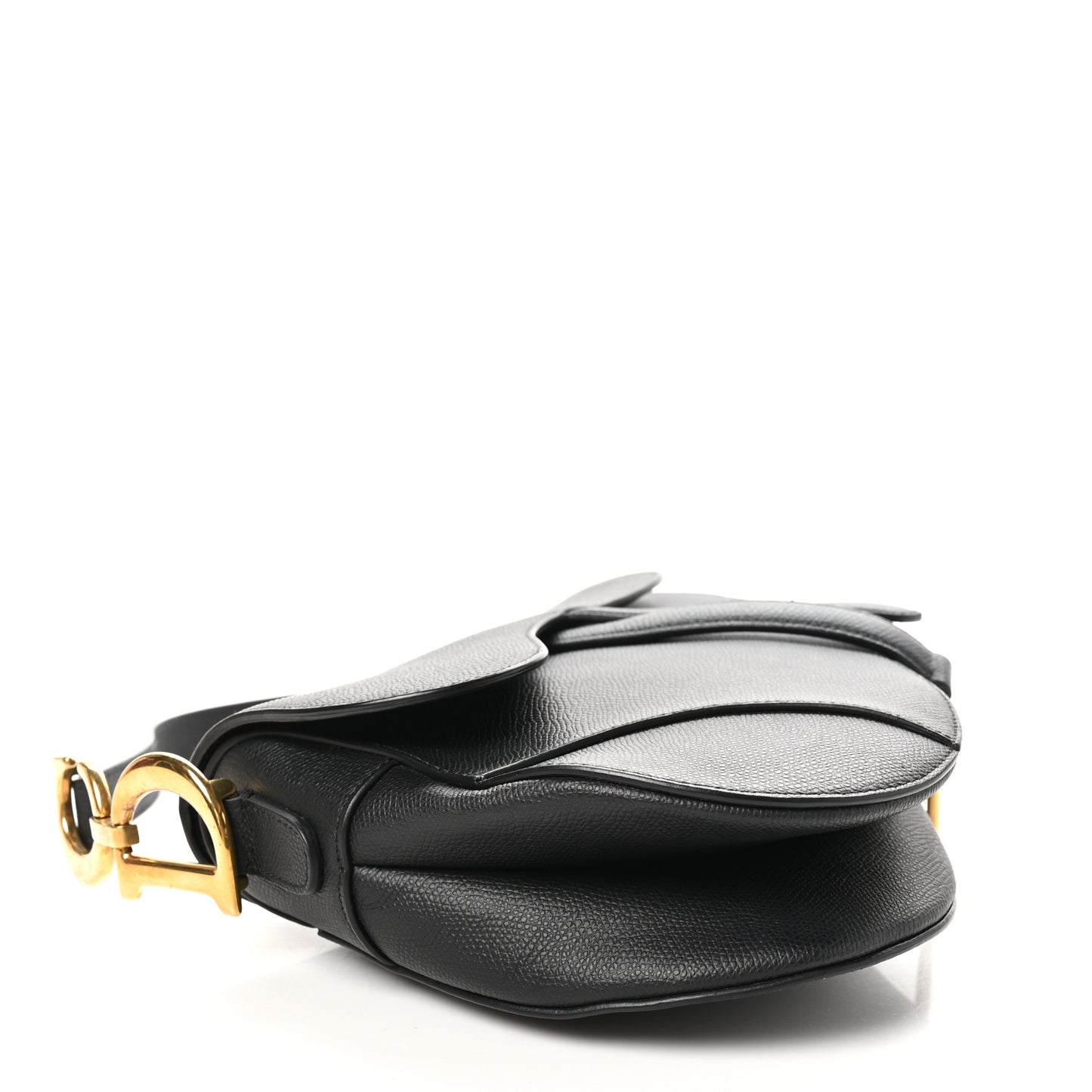 Grained Calfskin Saddle Bag Black