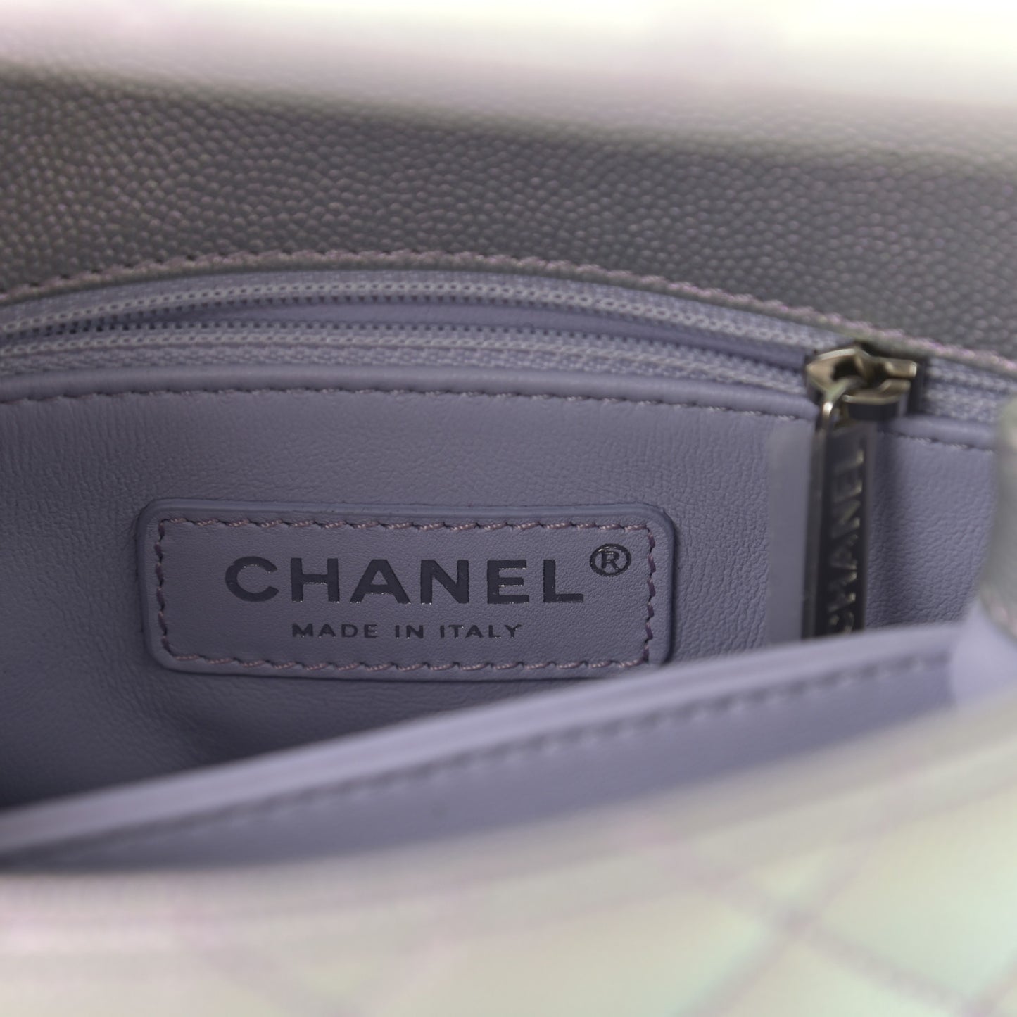 Iridescent Caviar Quilted Extra Mini Coco Handle Flap Purple