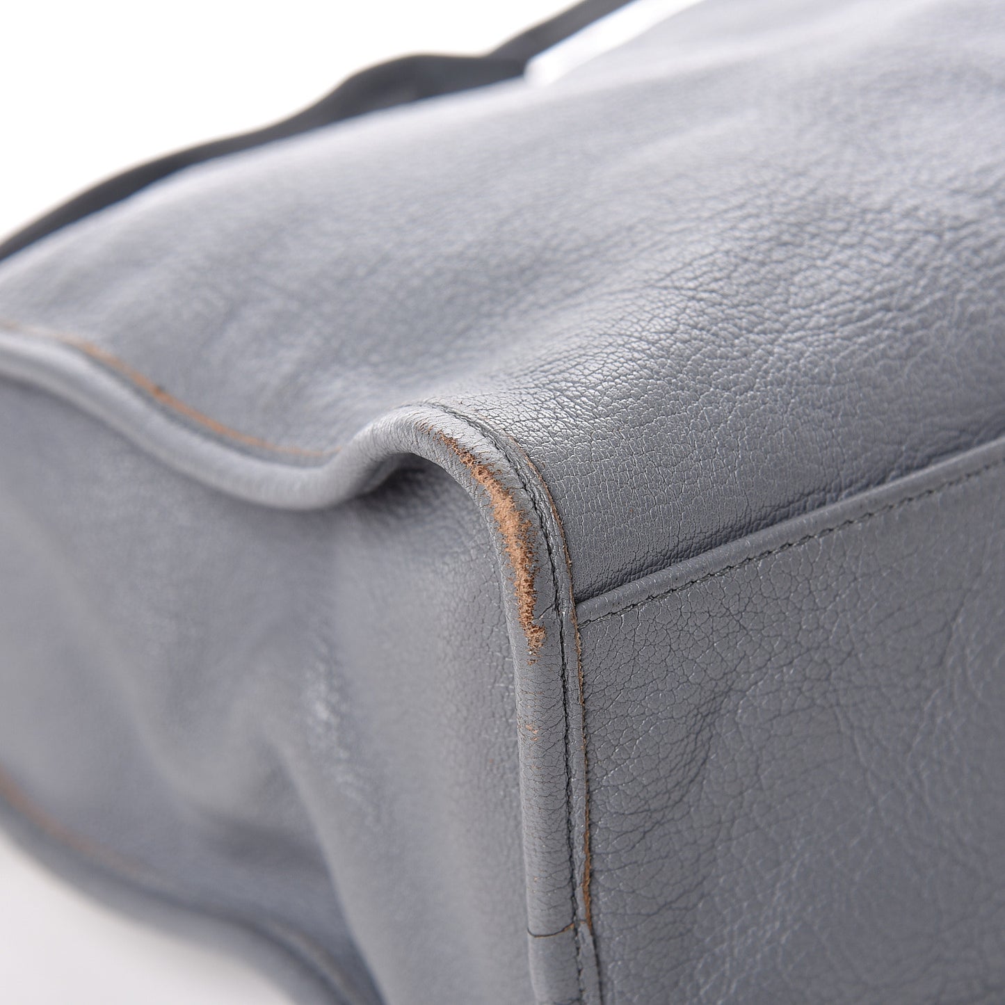 Chevre Silver Metallic Edge Hardware City Bleu Acier