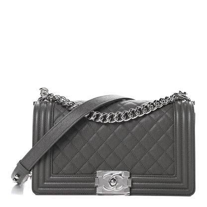 Chanel Caviar Quilted Medium Boy Flap Grey 1 of 12