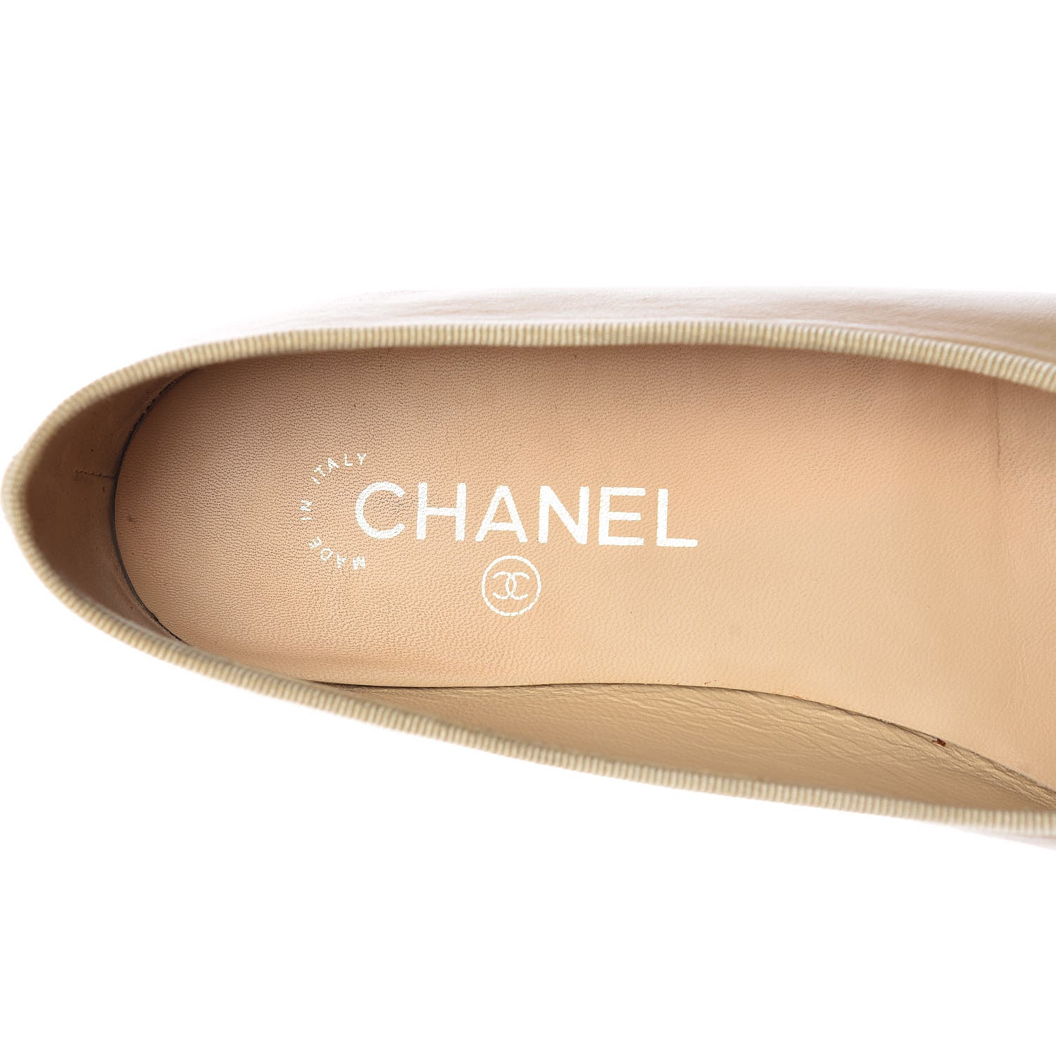 Chanel Lambskin Cap Toe CC Ballerina Flats 39 Beige Black 10 of 12