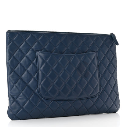 Chanel Lambskin Quilted Large Cosmetic Case Navy 3 of 10