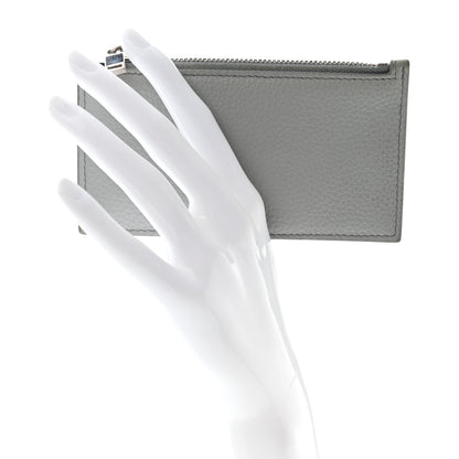 Christian Dior Grained Calfskin CD Icon Signature Zip Card Holder Grey 2 of 7