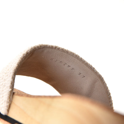 Chanel Tweed Cork CC Mule Sandals 37 White Black 5 of 11