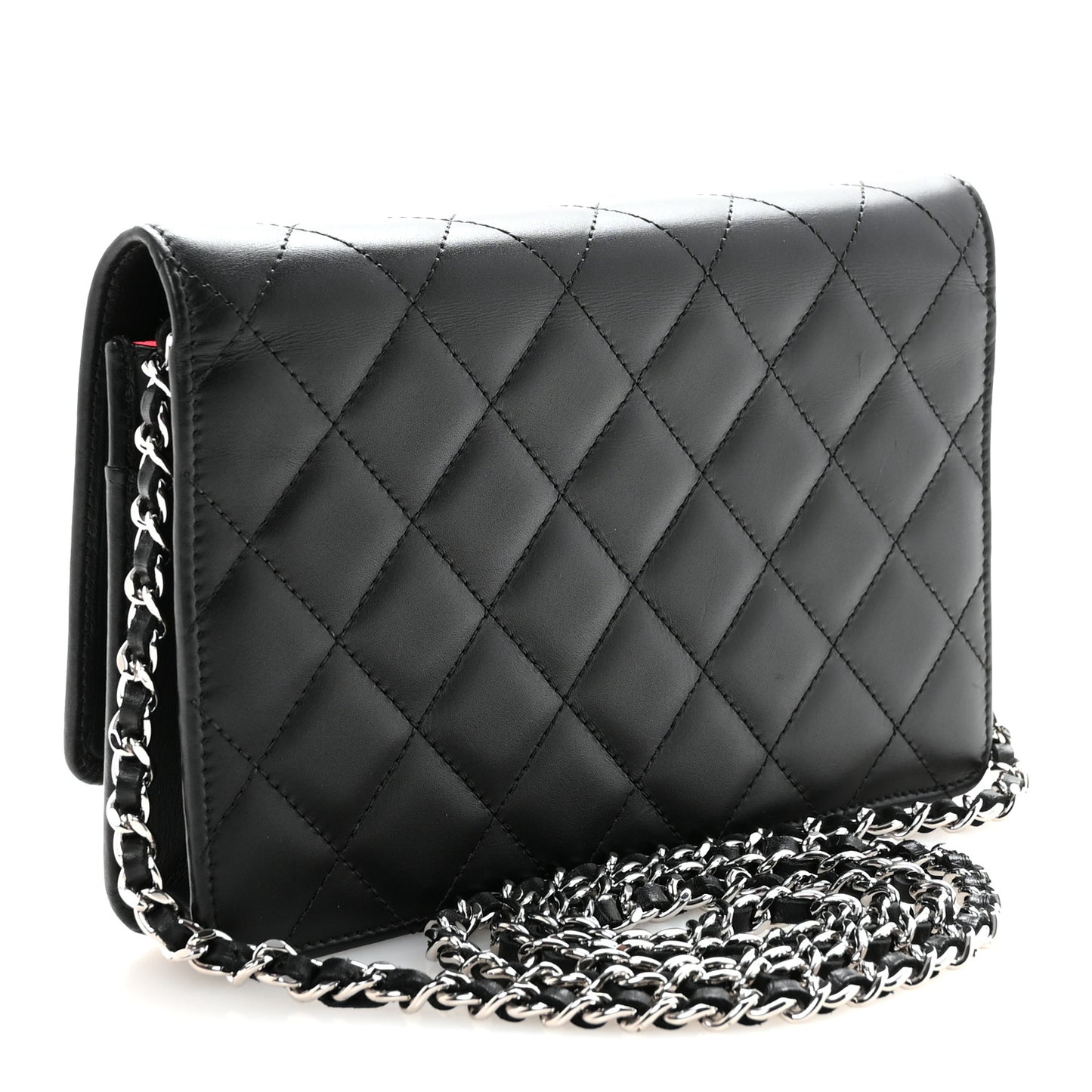 Calfskin Quilted Cambon Wallet on Chain WOC Black