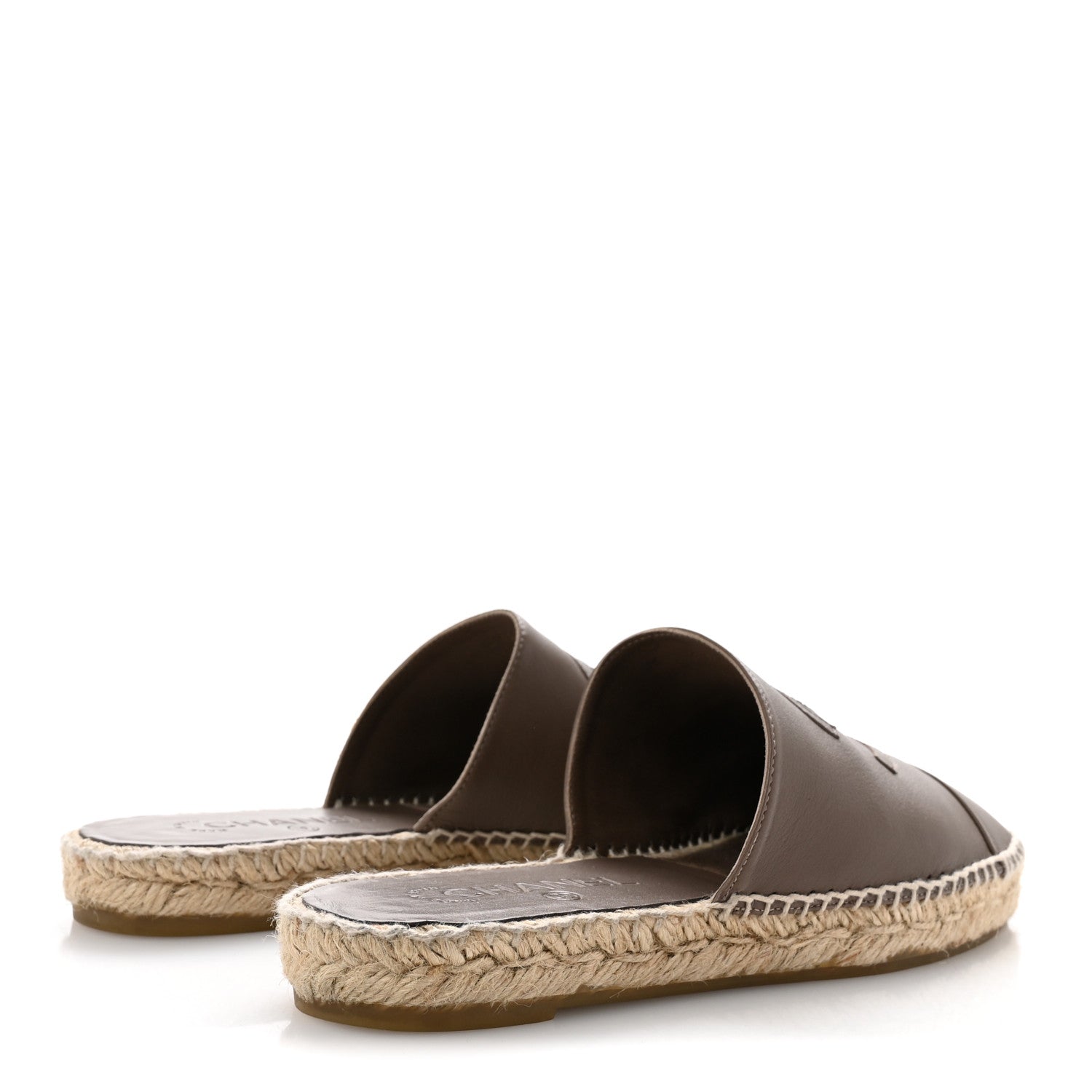Chanel Calfskin CC Espadrille Mules 39 Dark Beige 5 of 10