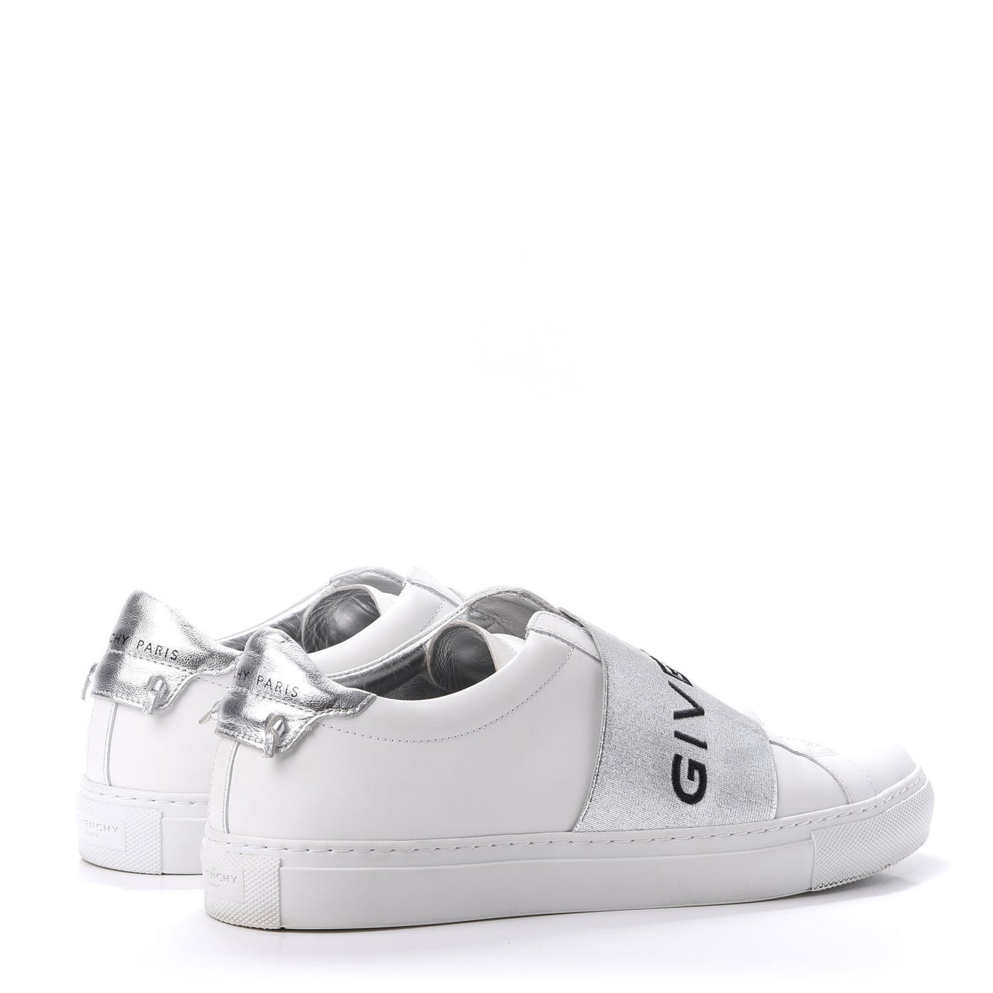 Calfskin Band Logo Womens Urban Street Sneakers 40 Argent
