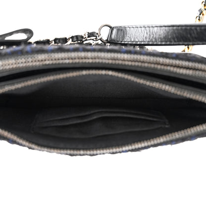 Chanel Tweed Calfskin Small Gabrielle Clutch With Chain Black Blue 5 of 17