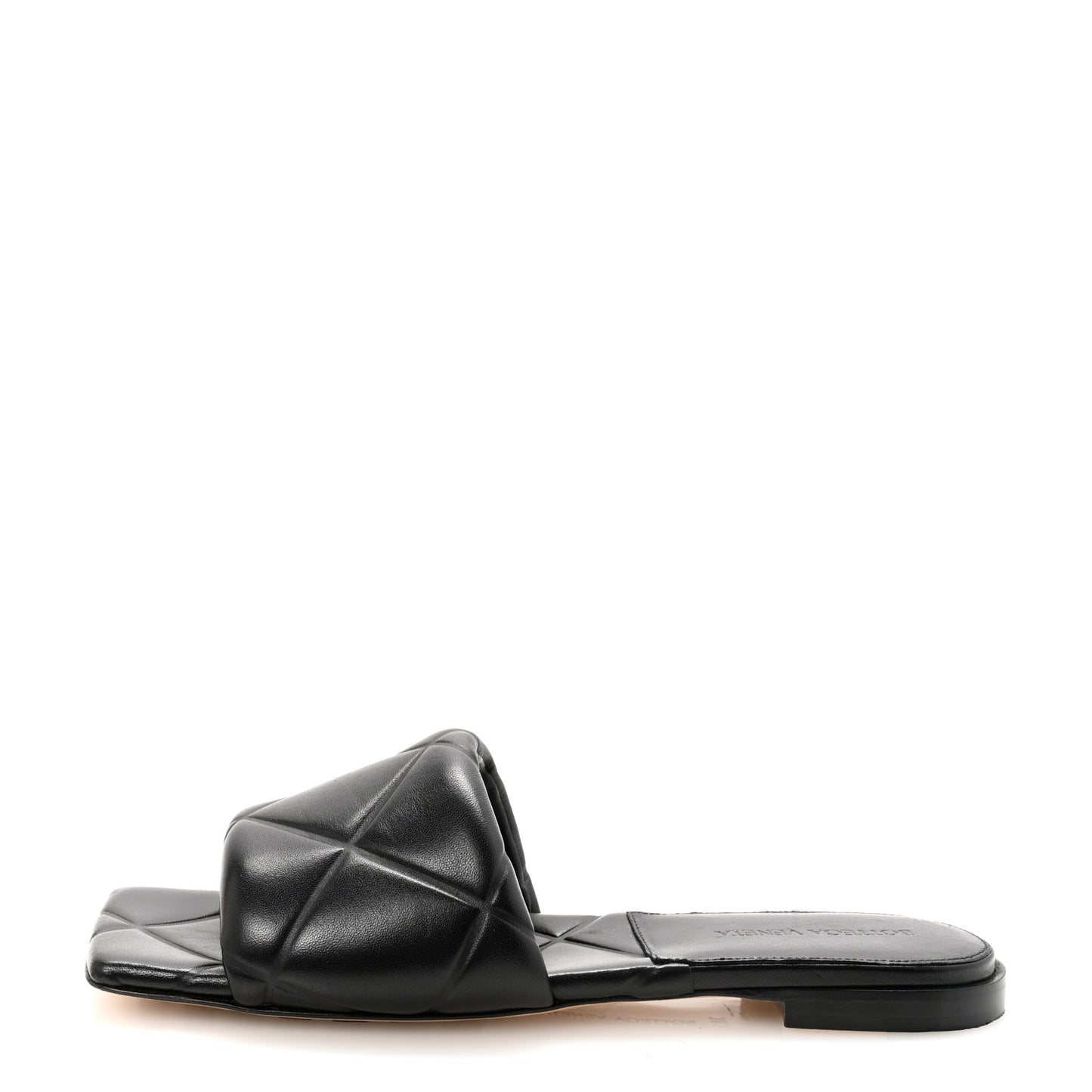 Nappa Quilted Rubber Lido Flat Sandals 38.5 Black