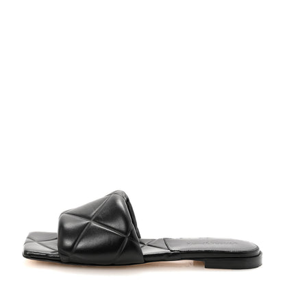 Bottega Veneta Nappa Quilted Rubber Lido Flat Sandals 38.5 Black 1 of 9