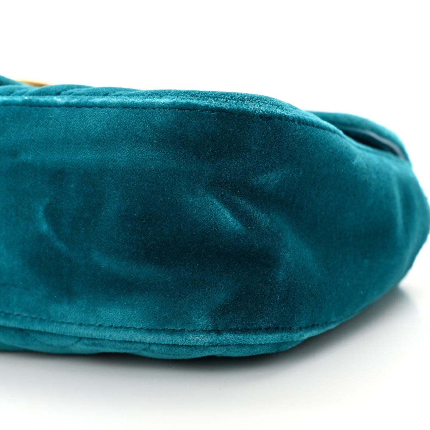 Velvet Matelasse Small GG Marmont Shoulder Bag Pavone Cyan