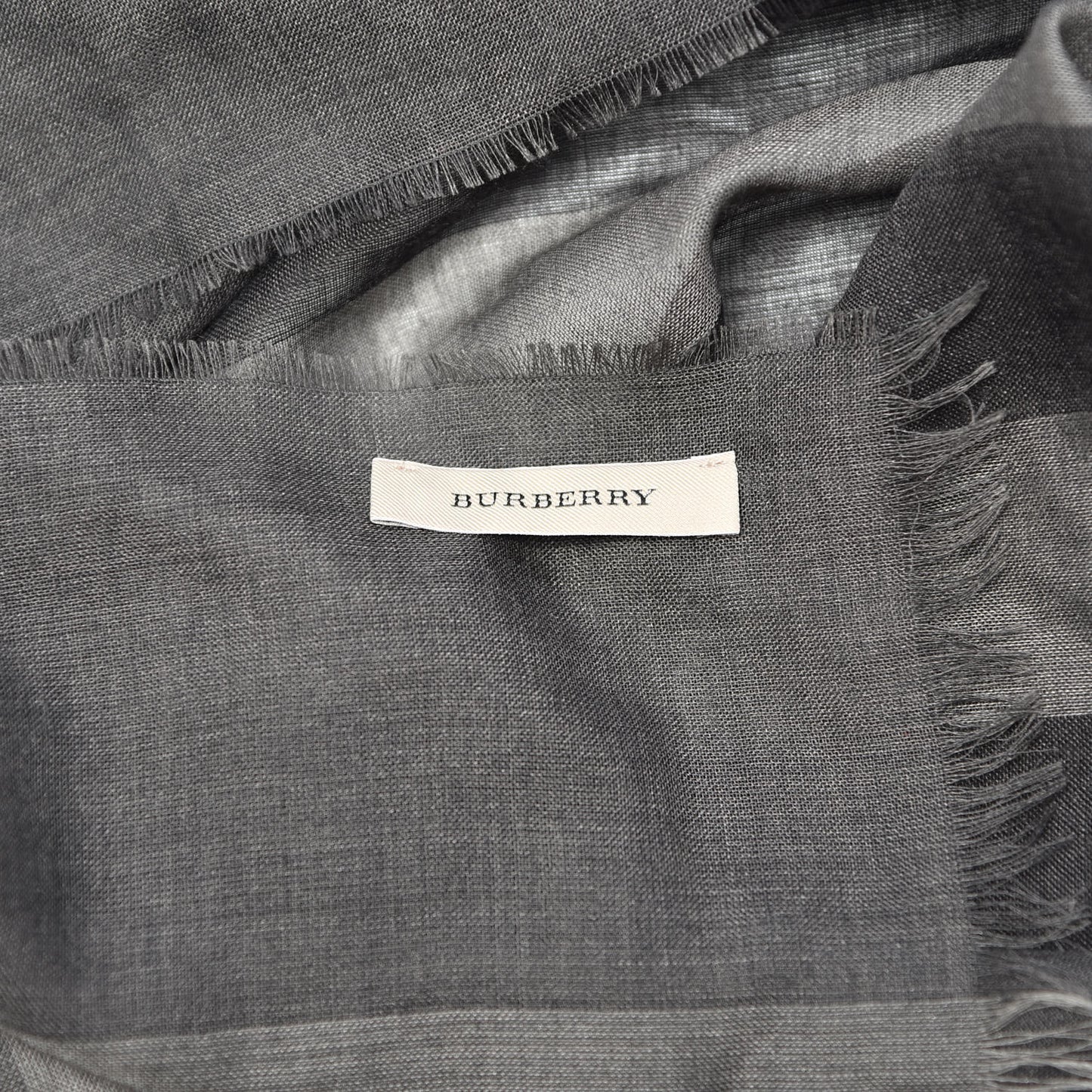 Wool Silk Gauze Giant Exploded Check Scarf Charcoal