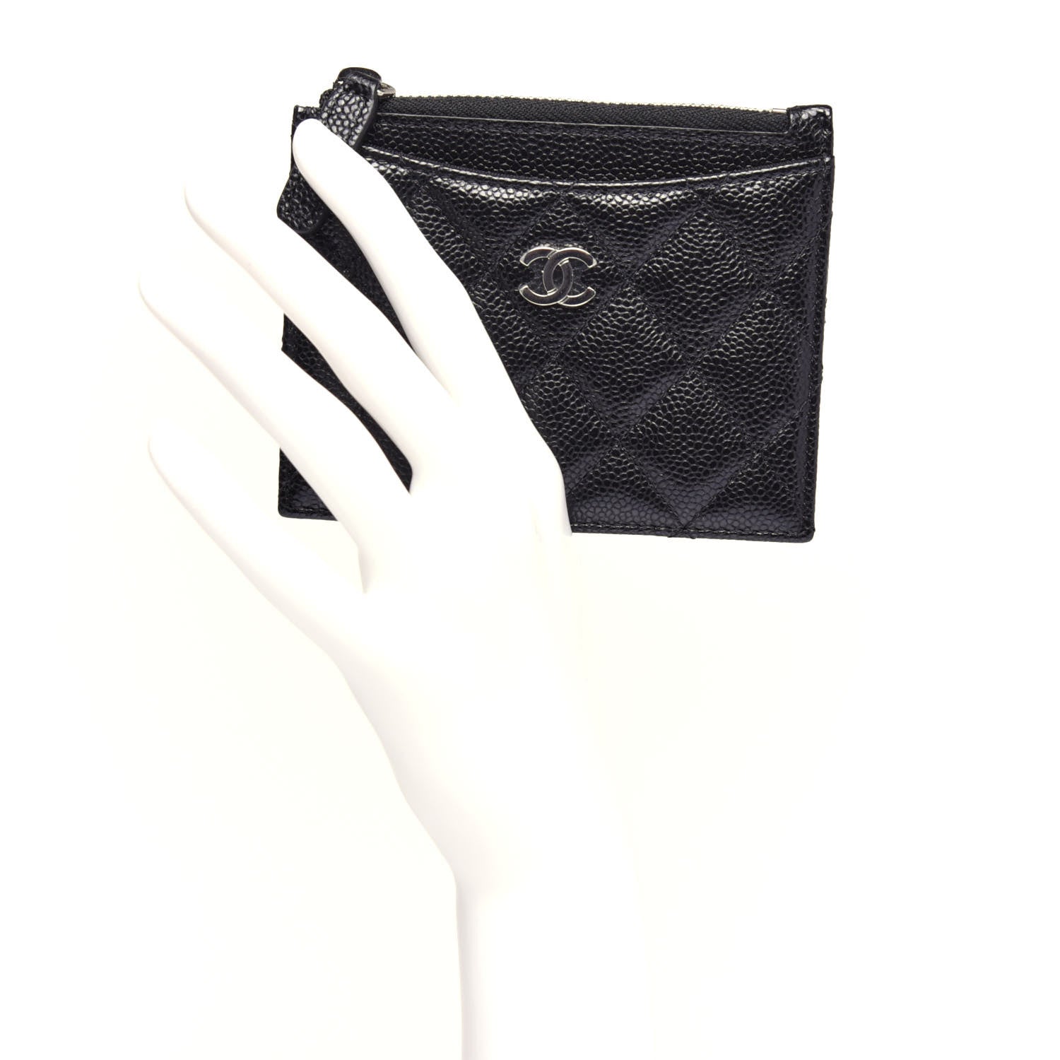 Chanel Caviar Quilted CC Zip Card Holder Black 2 of 8