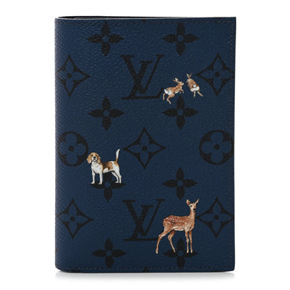 Louis Vuitton Monogram Forest Passport Cover Navy 1 of 8