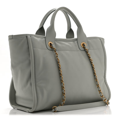 Chanel Calfskin Embossed Small Deauville Tote Light Blue 4 of 12