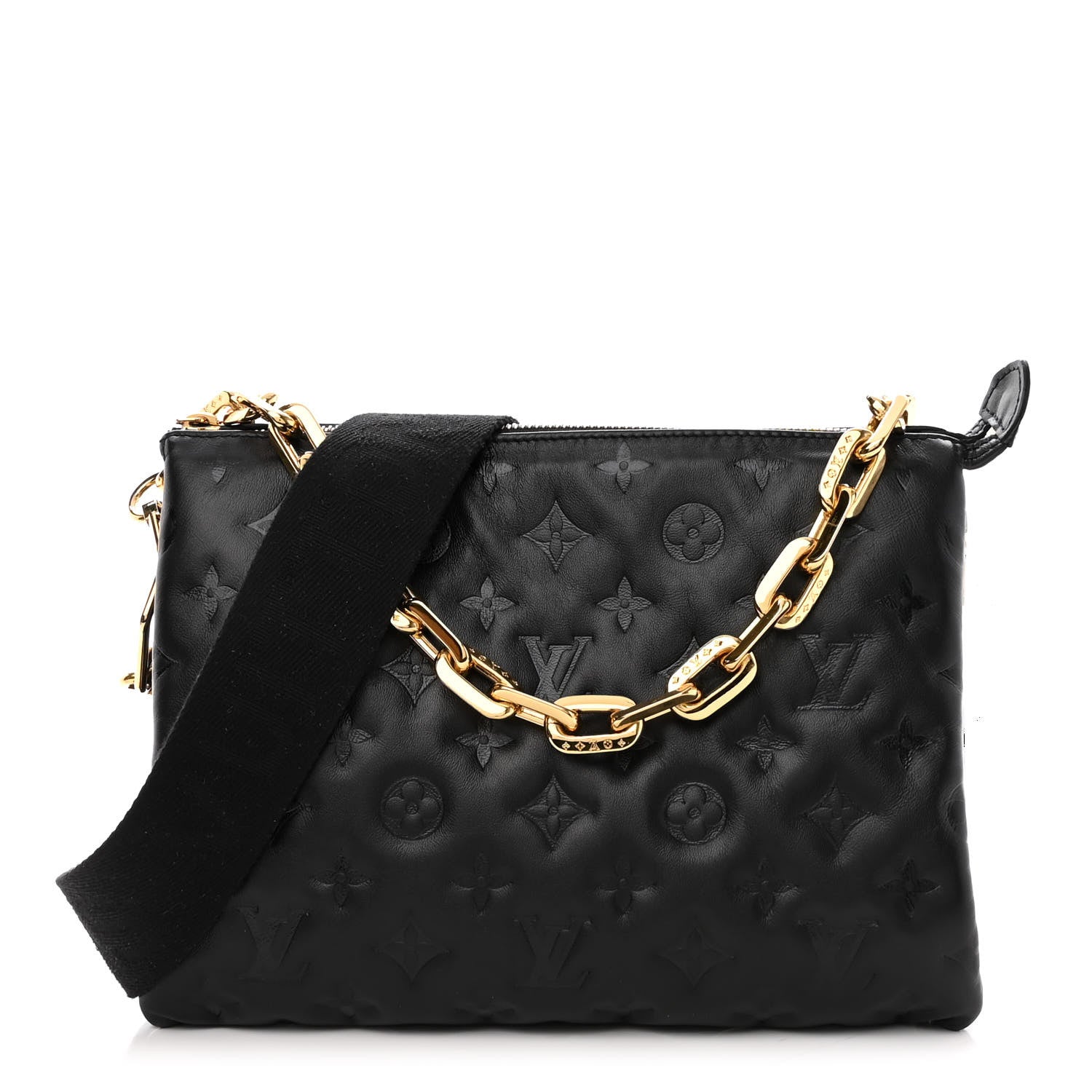 Louis Vuitton Lambskin Embossed Monogram Coussin PM Black 1 of 15