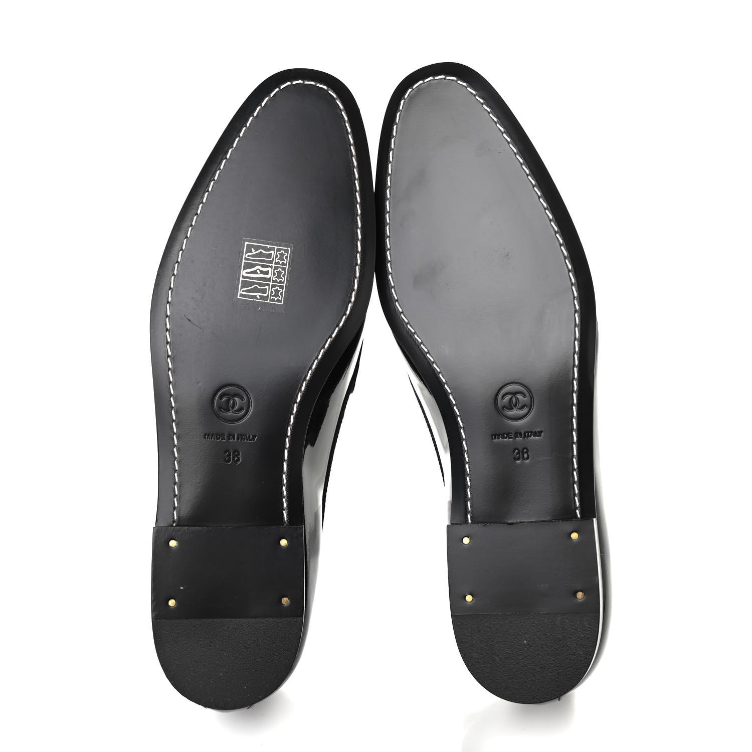 Chanel Patent CC Mocassin Loafers 38 Black 5 of 8