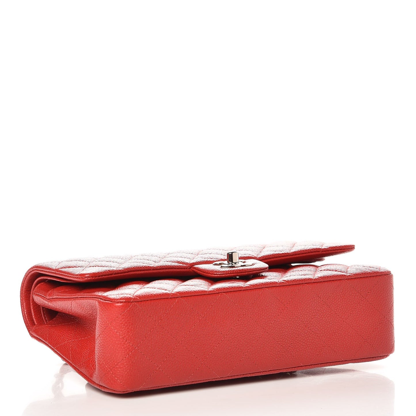 Caviar Quilted Medium Double Flap Red