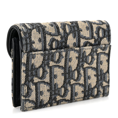 Christian Dior Oblique Saddle Card Holder Blue 3 of 8