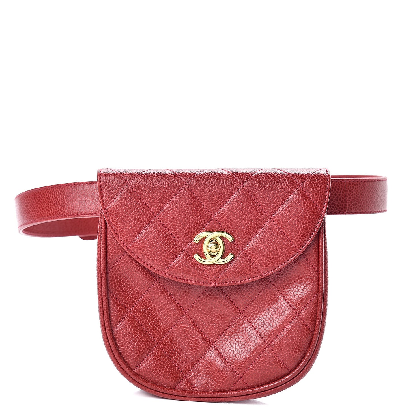 Caviar Quilted Flap Waist Belt Bag 75 30 Red