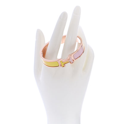 Hermes Enamel Narrow Clic Clac H Fusion Bracelet PM Rose Candeur Jaune Tennis 2 of 5