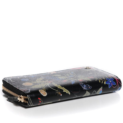 Gucci Shangai Calfskin Flora Knight Zip Around Wallet Black 4 of 8