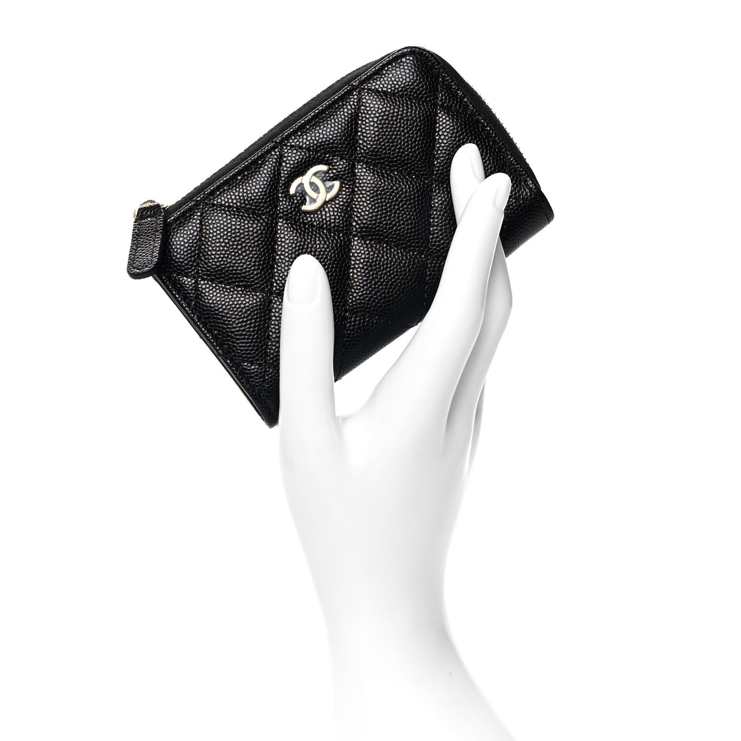 Caviar Quilted Zipped Key Holder Case Black