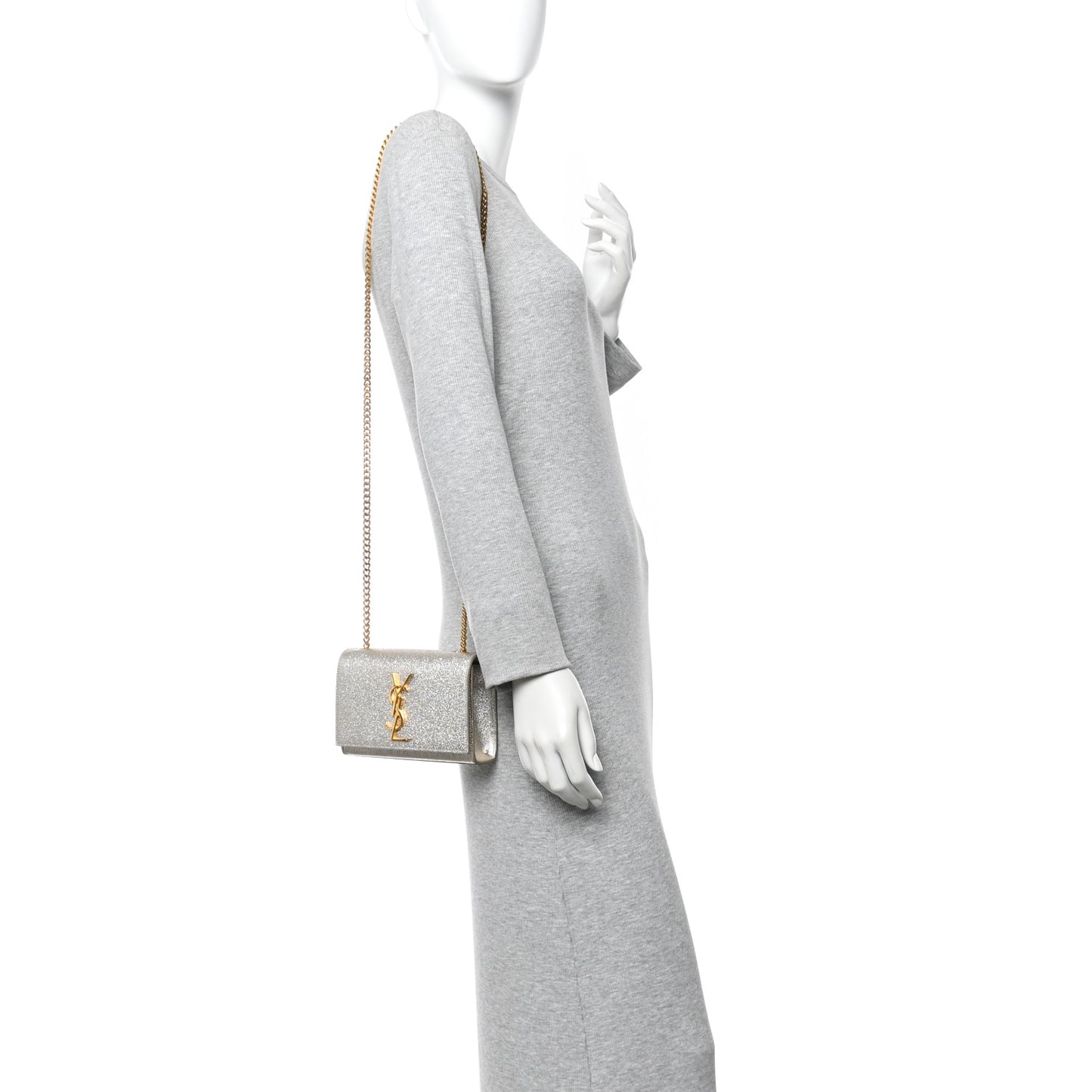 Metallic Calfskin Small Classic Monogram Kate Satchel Platine