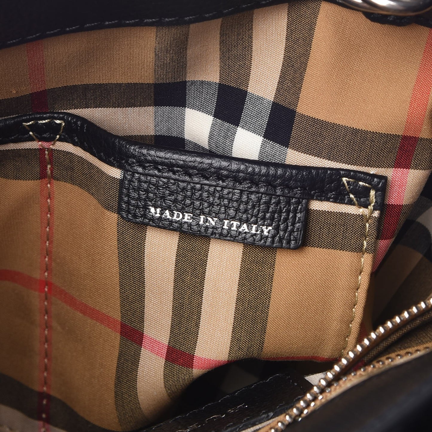 Grainy Calfskin House Check Baby Banner Tote Black