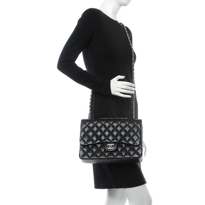 Chanel Lambskin Quilted Jumbo Single Flap Black 2 of 11