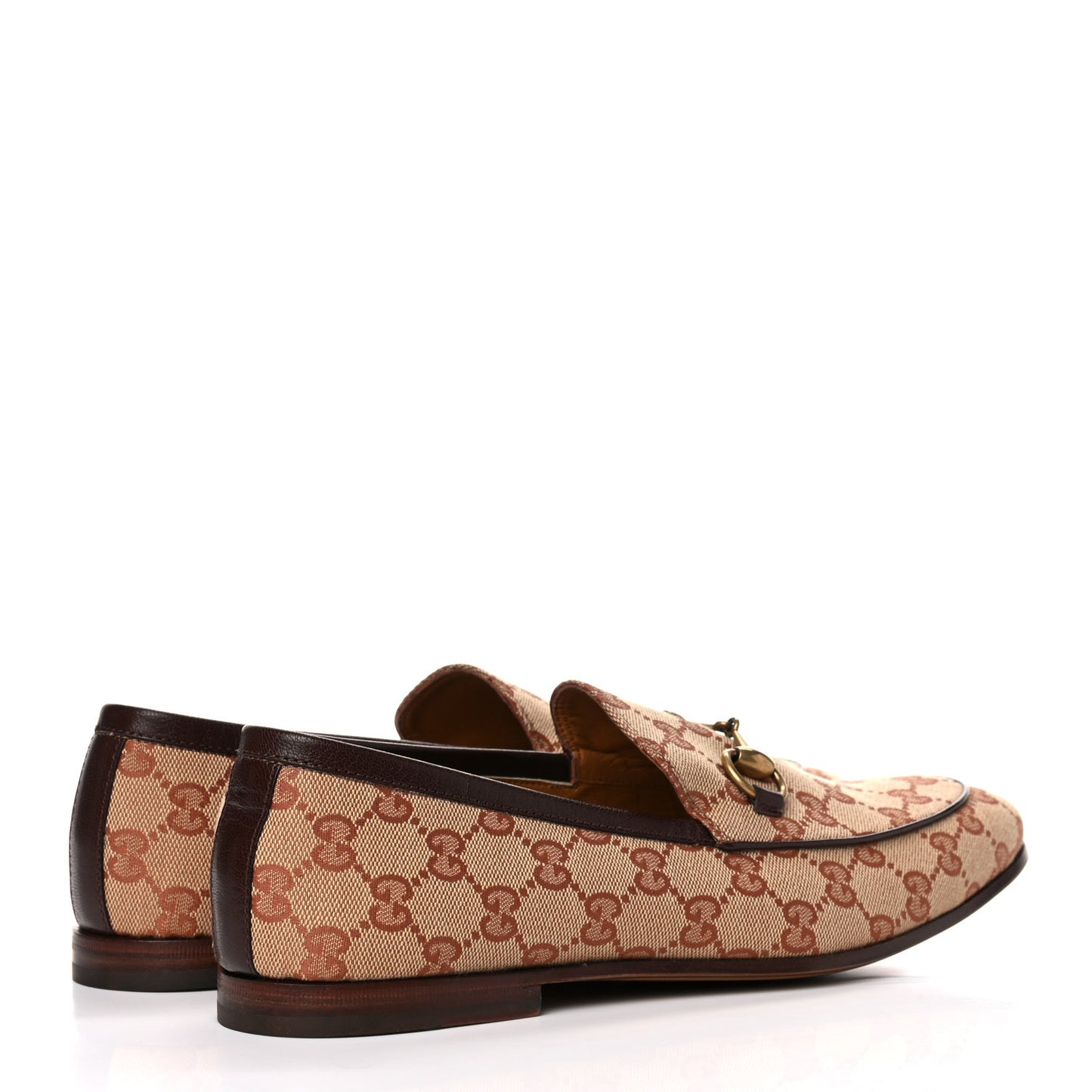 Canvas GG Monogram Horsebit Mens Jordaan Loafers 8 Beige Ruggine Light Brown