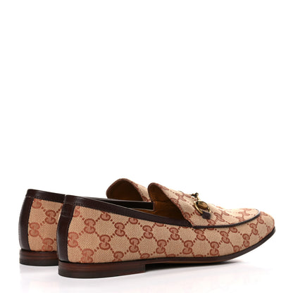 Gucci Canvas GG Monogram Horsebit Mens Jordaan Loafers 8 Beige Ruggine Light Brown 5 of 15