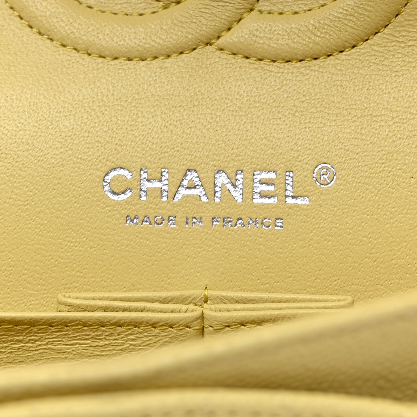 Caviar Quilted Medium Double Flap Light Yellow