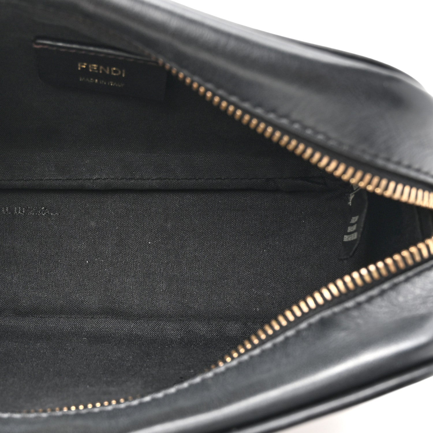 Fendi Glazed Fabric Vitello Century FF 1974 Stamp Patch Mini Camera Case Mogano Panna Black 5 of 13