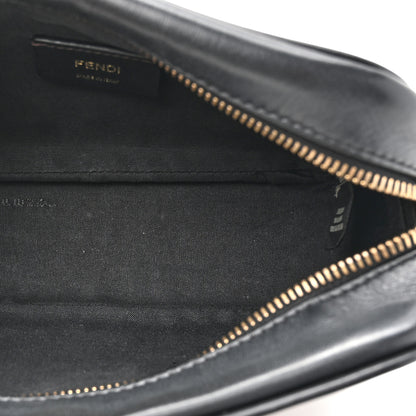Fendi Glazed Fabric Vitello Century FF 1974 Stamp Patch Mini Camera Case Mogano Panna Black 5 of 13