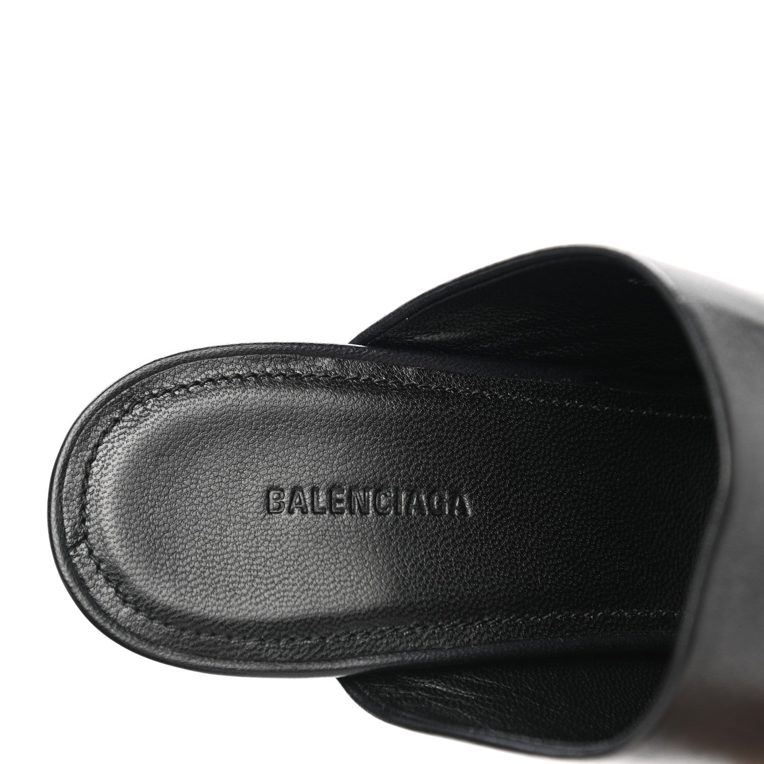 Balenciaga Shiny Sheepskin Oval 90mm Mule Pump 38 Black White 6 of 8
