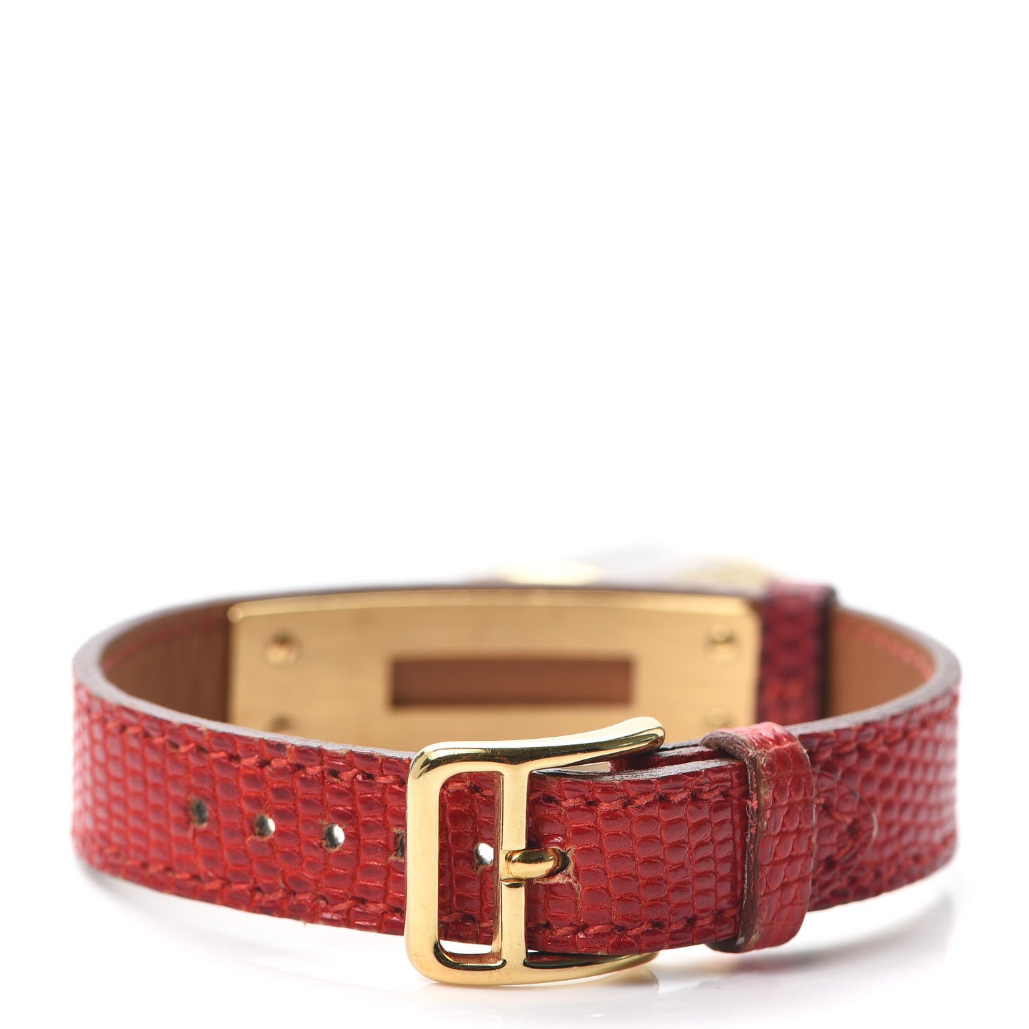 Hermes Stainless Steel Lizard 20mm Kelly Cadena Quartz Watch Rouge Moyen 2 of 6