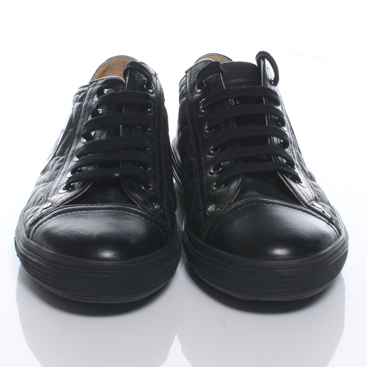 Chanel Leather Quilted CC Sneakers Black 36 2 of 6