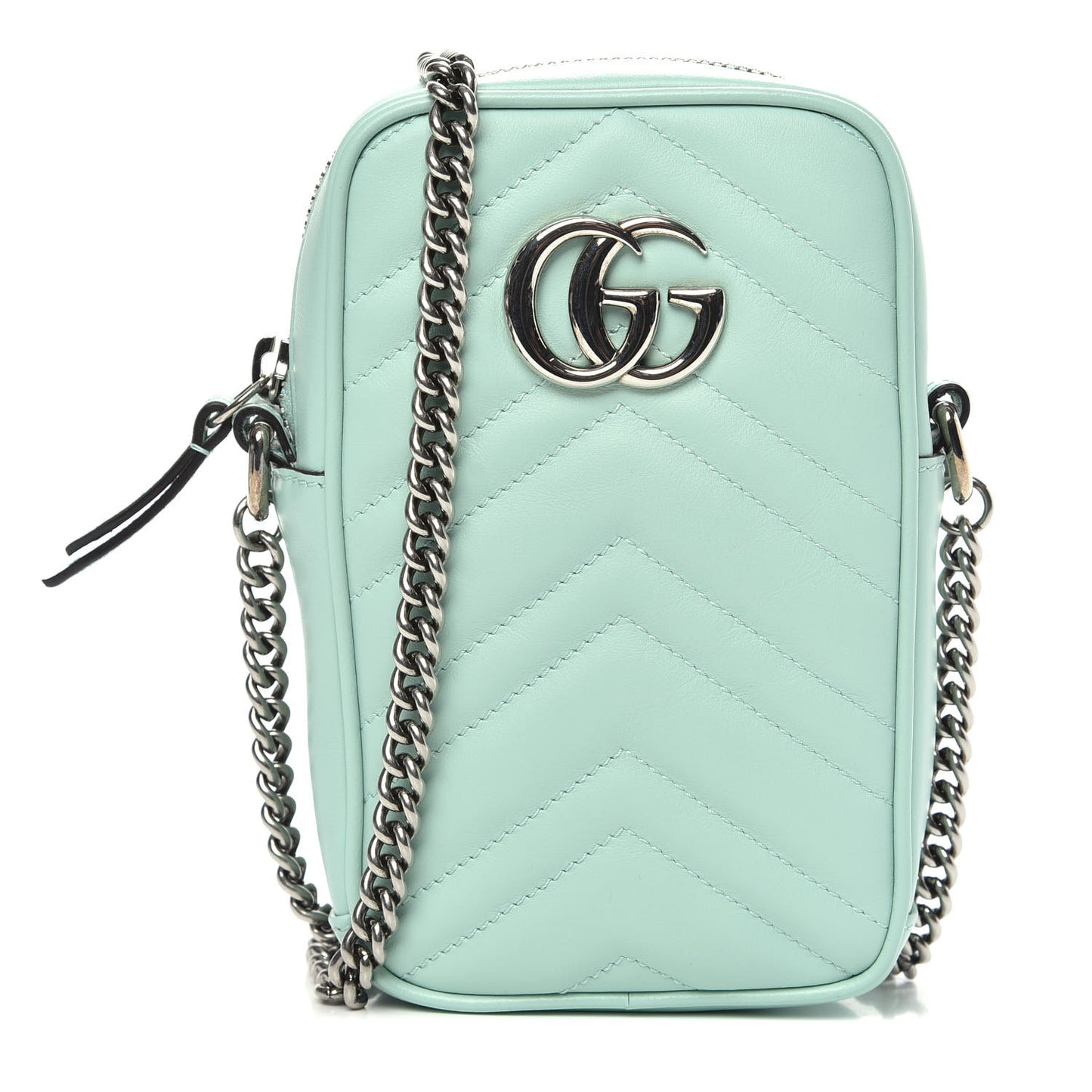 Calfskin Matelasse Mini GG Marmont Crossbody Bag Water Green