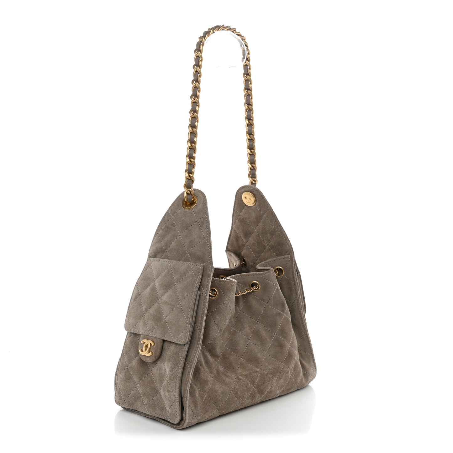 Suede Quilted Small Chanel 25 Handbag Dark Grey