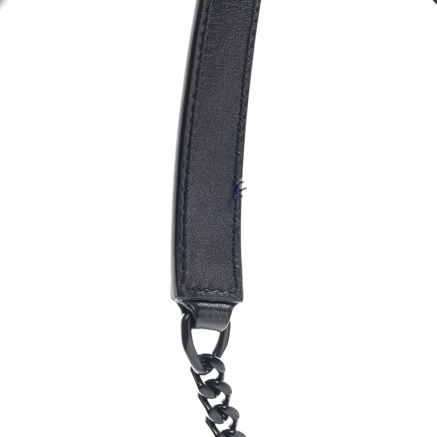 Calfskin Y Quilted Monogram Monochrome Small Loulou Chain Satchel Black