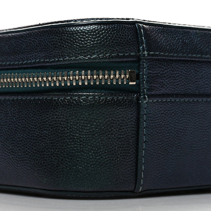 Chanel Iridescent Caviar Quilted Medium CC Filigree Vanity Case Dark Turquoise 9 of 11
