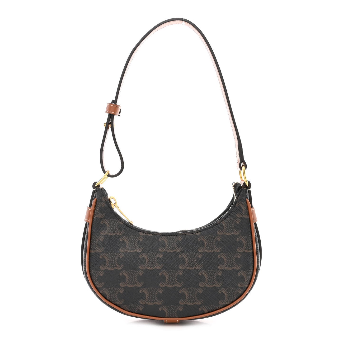 Canvas Calfskin Mini Ava Triomphe Shoulder Bag Tan