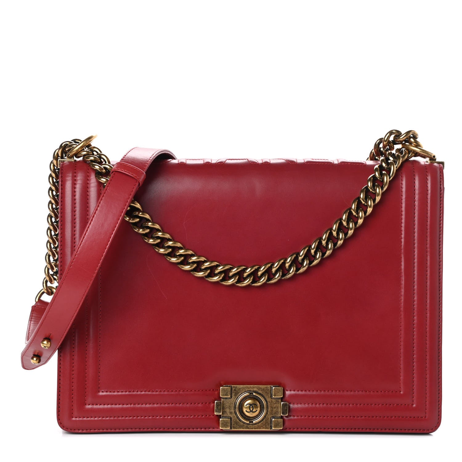 Chanel Glazed Calfskin Large Boy Flap Red 1 of 10