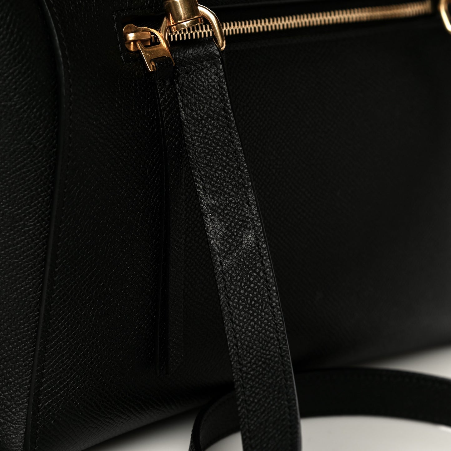 Grained Calfskin Micro Belt Bag Black
