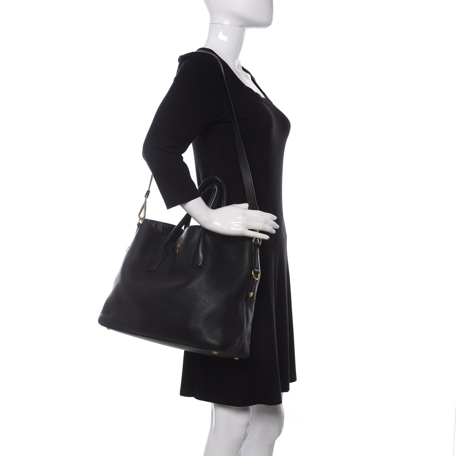 Prada Vitello Daino Tote Black 2 of 10